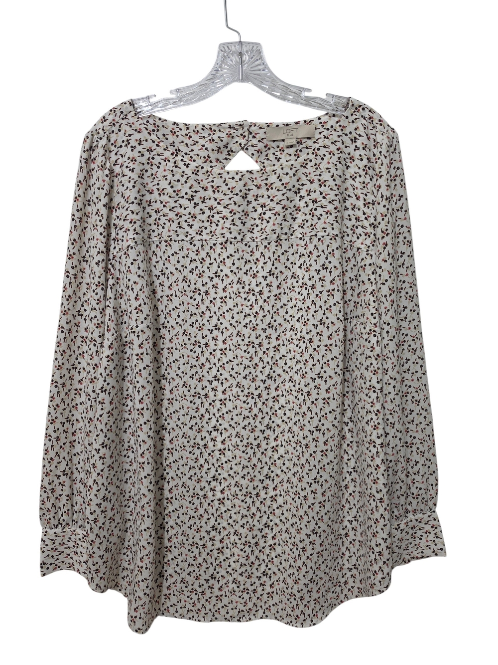 Loft | Plus Size Ditsy Floral Long Sleeve Blouse Top Cut Out Keyhole Back Autumn